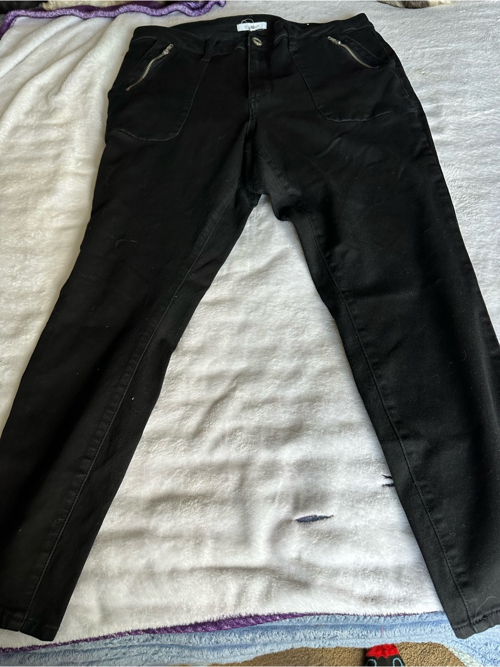 STS Blue Black Jeans with Logo Button